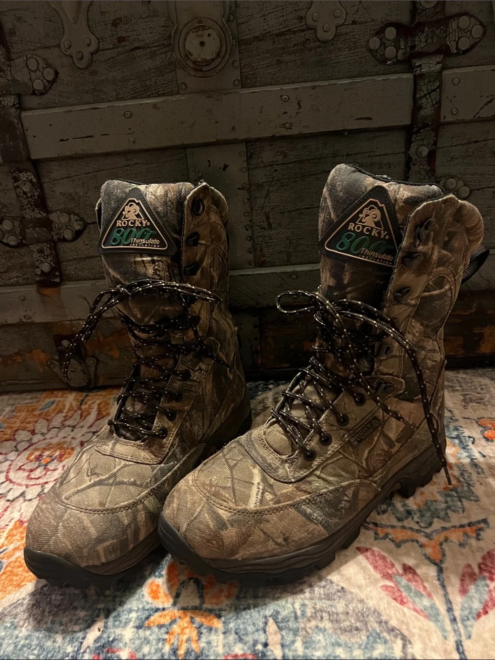 Rocky Camo Lace-Up Waterproof Hunting Boots Men’s Size 7 or Women’s Size 9
